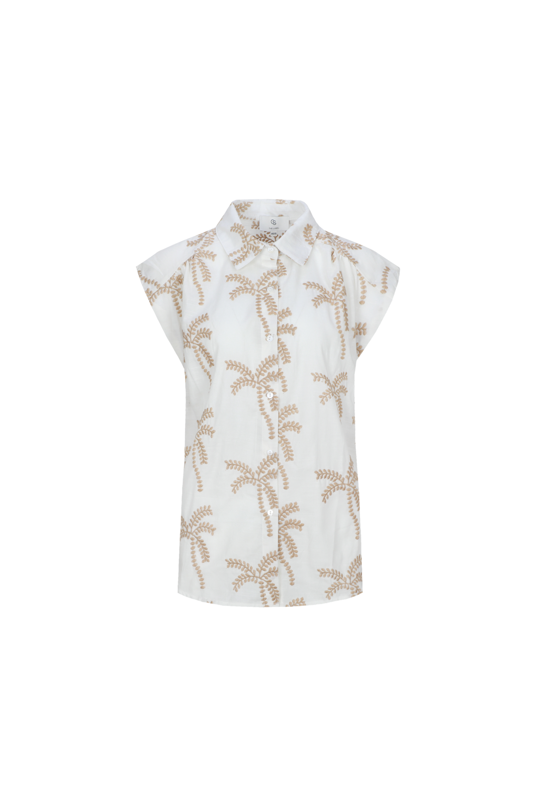 Positano | Palm Print Sleeveless Linen Tunic Blouse