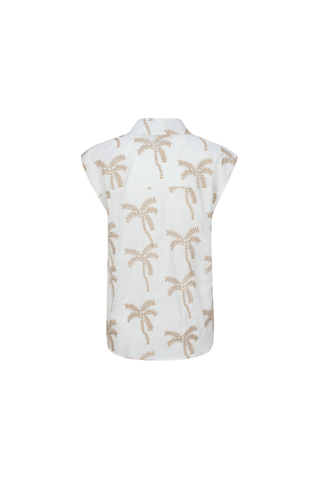 Positano | Palm Print Sleeveless Linen Tunic Blouse