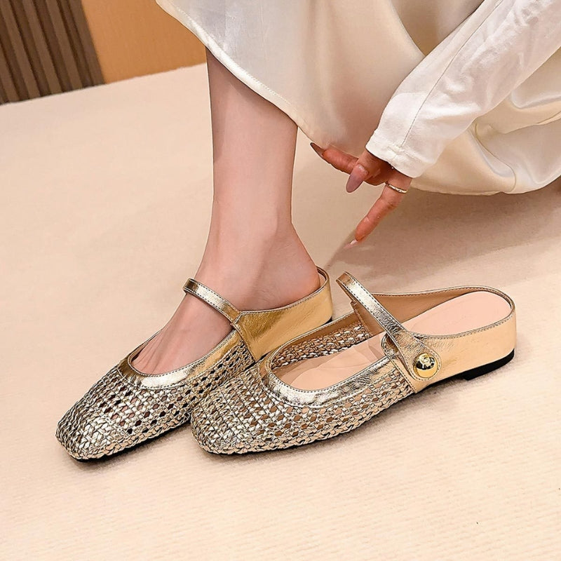 Aurore | Women's Woven Metallic Flats