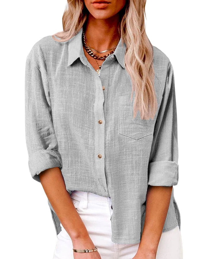 Brielle | Chest-Pocket Cotton Longline Tunic Blouse