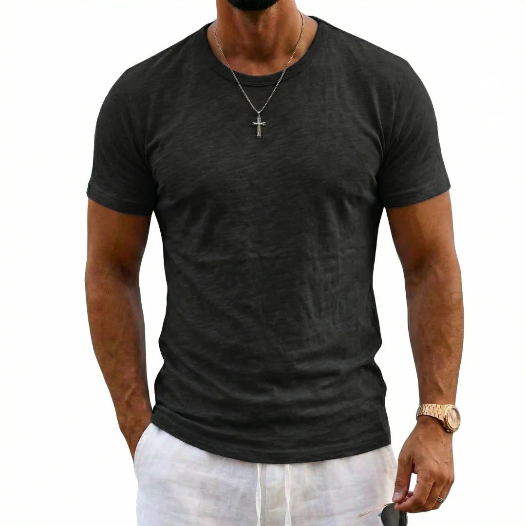 Reef | Slim Fit Crew Neck Slub Cotton Plain Mens T Shirt