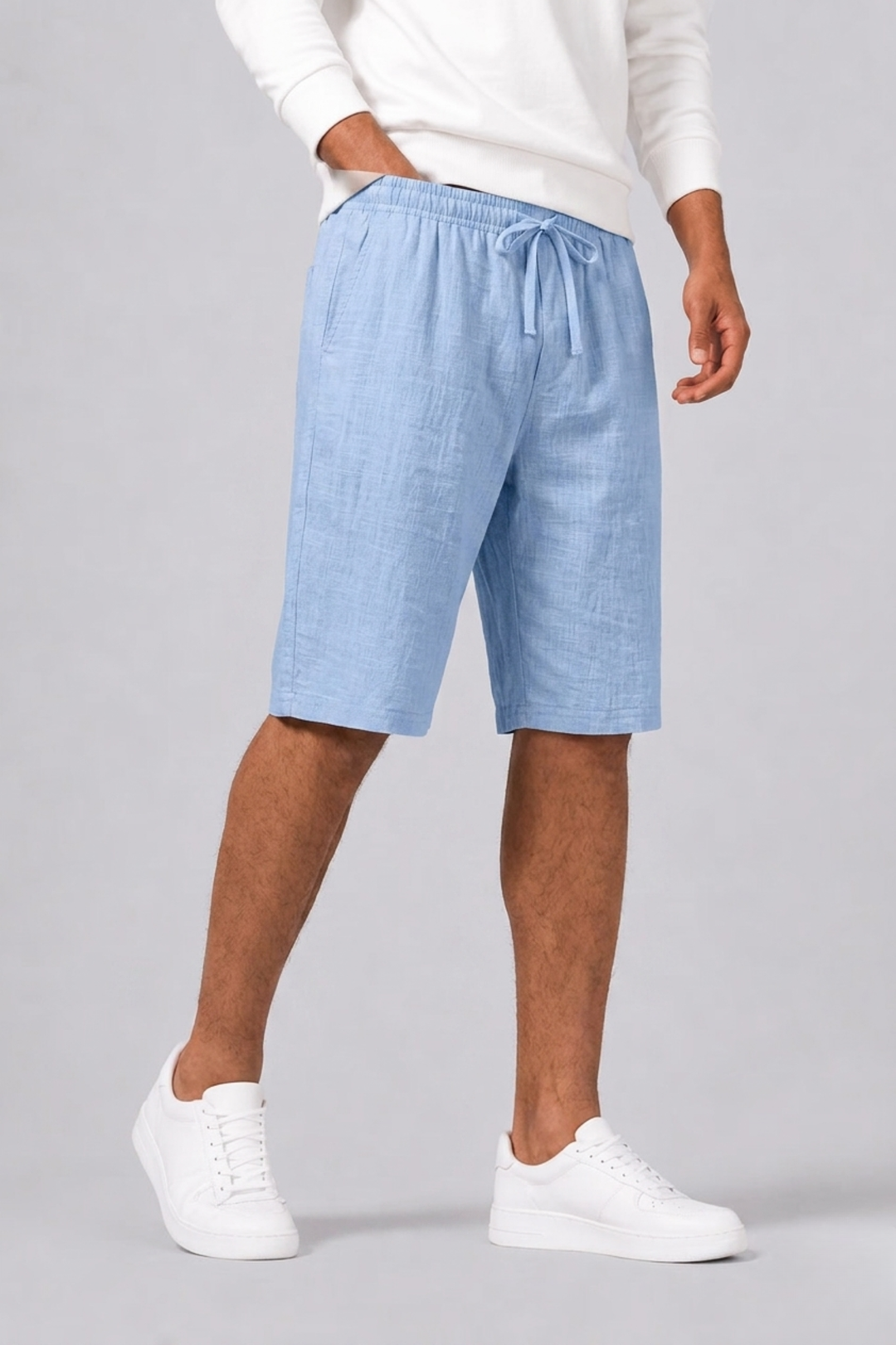 Mondello | Men's Clean Fit Drawstring Linen Shorts