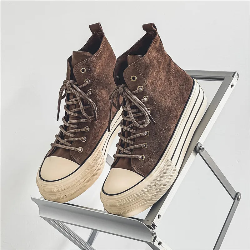 Hendrix | Vintage Wash High Top Suede Platform Sneakers Mens Shoes