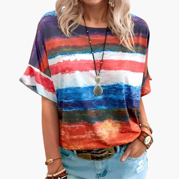 Storm | Watercolour Striped Shirt – Women's Graphic Print Oversized Top
