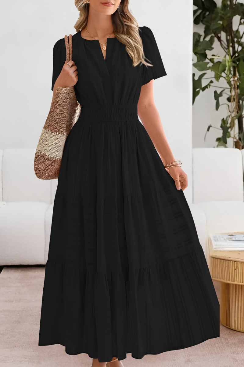 Elowen | Flutter Sleeve Smocked Waist Tiered Boho Dress