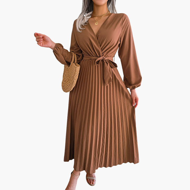 Liora | Pleated Wrap Wedding Guest Dress