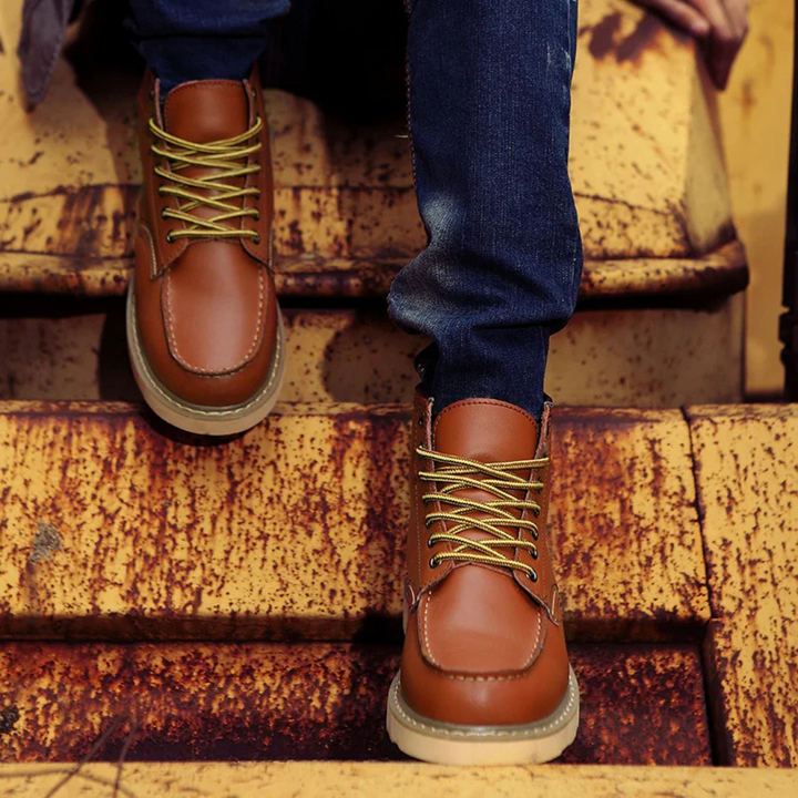 Daxton | Lace-Up Moc Toe Contrast Sole Ankle Boots