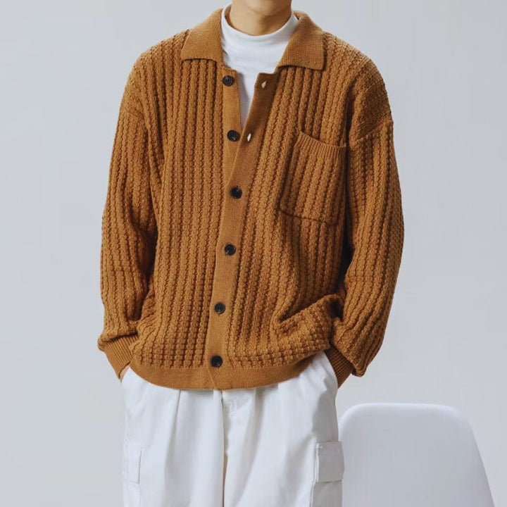 Kodiak | Textured Knit Polo Collar Men's Cardigan