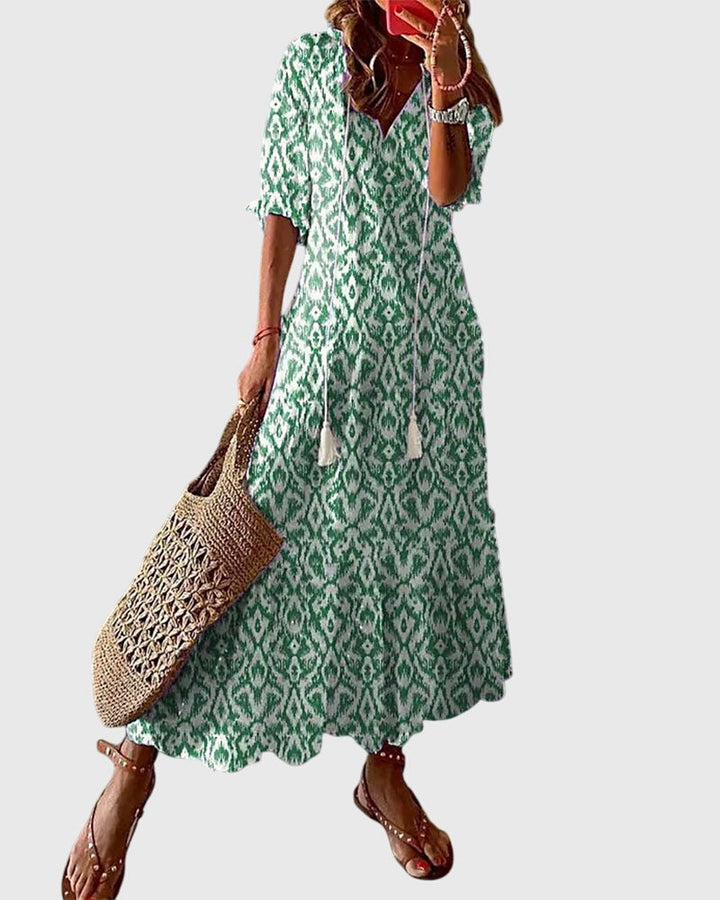 Indira | Women's Boho Print Maxi Dress – Summer Beach Dress