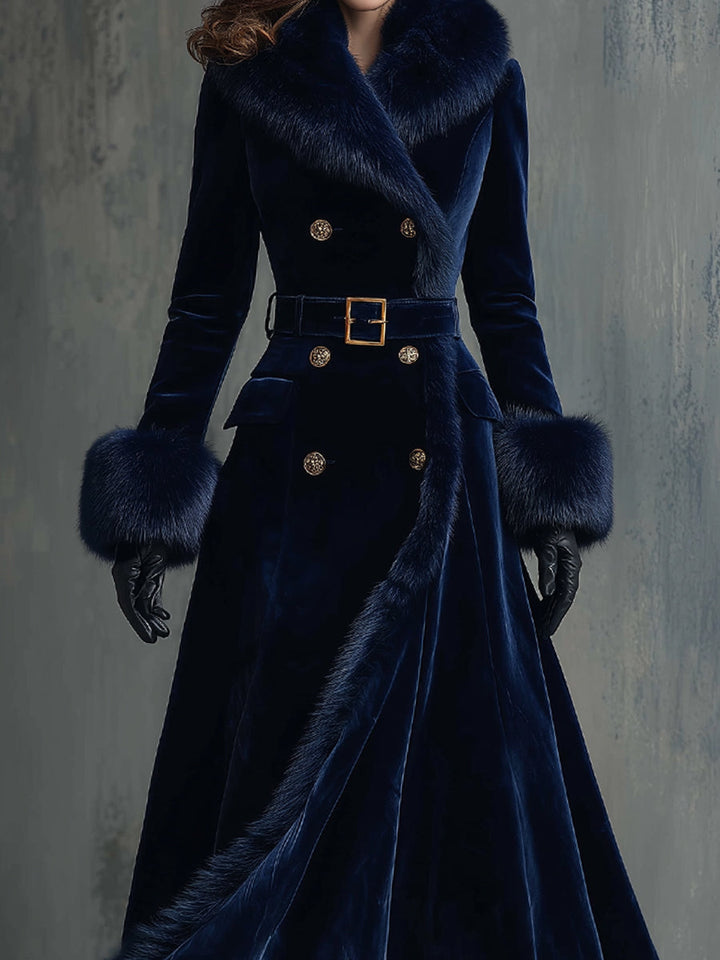 Vivienne | Faux Fur Trim Velvet Maxi Dress – Evening Dresses