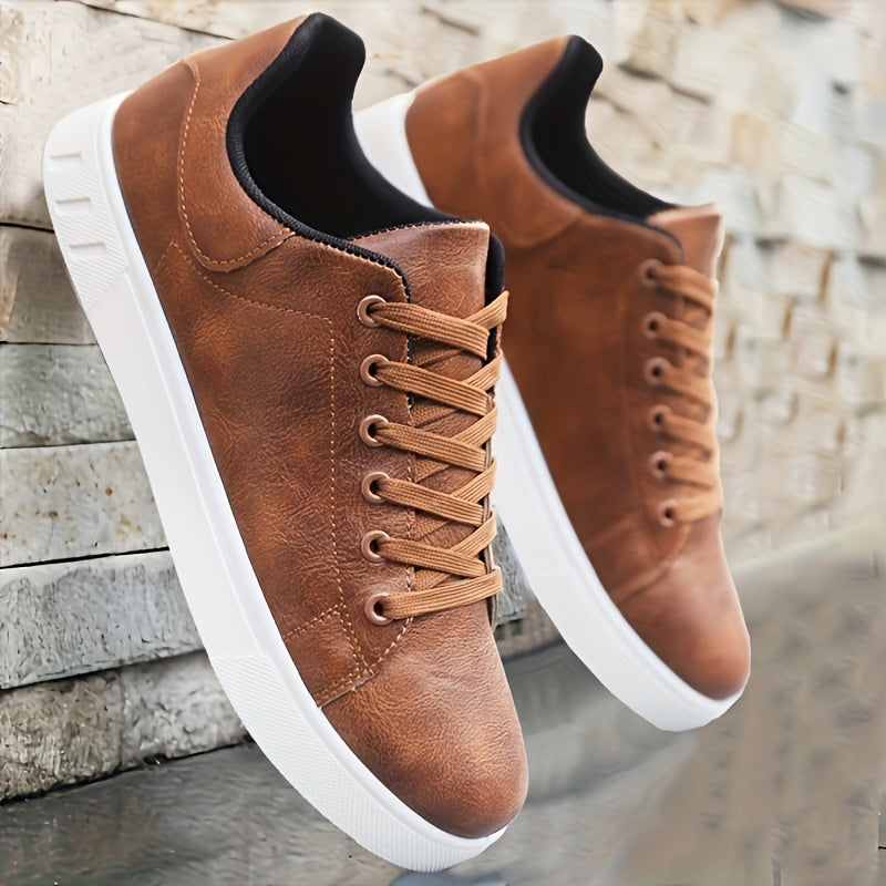 Paxton | Leather Lace-Up Flatform Casual Sneakers Mens Shoes