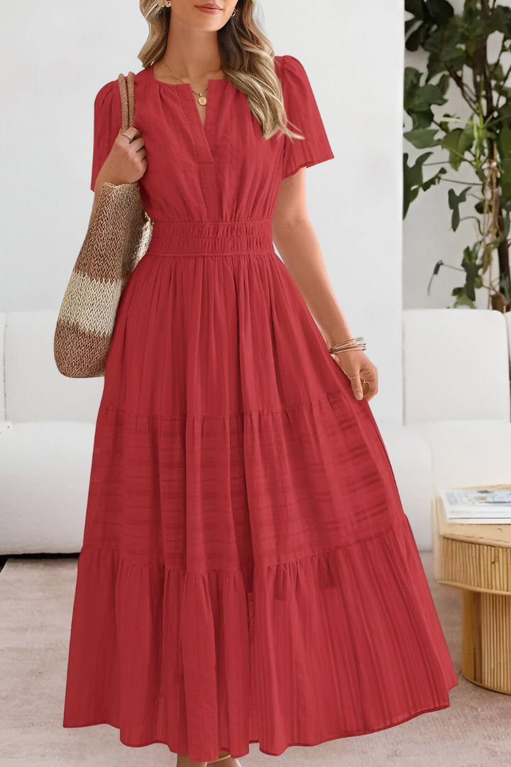 Elowen | Flutter Sleeve Smocked Waist Tiered Boho Dress