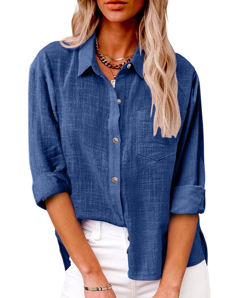 Brielle | Chest-Pocket Cotton Longline Tunic Blouse