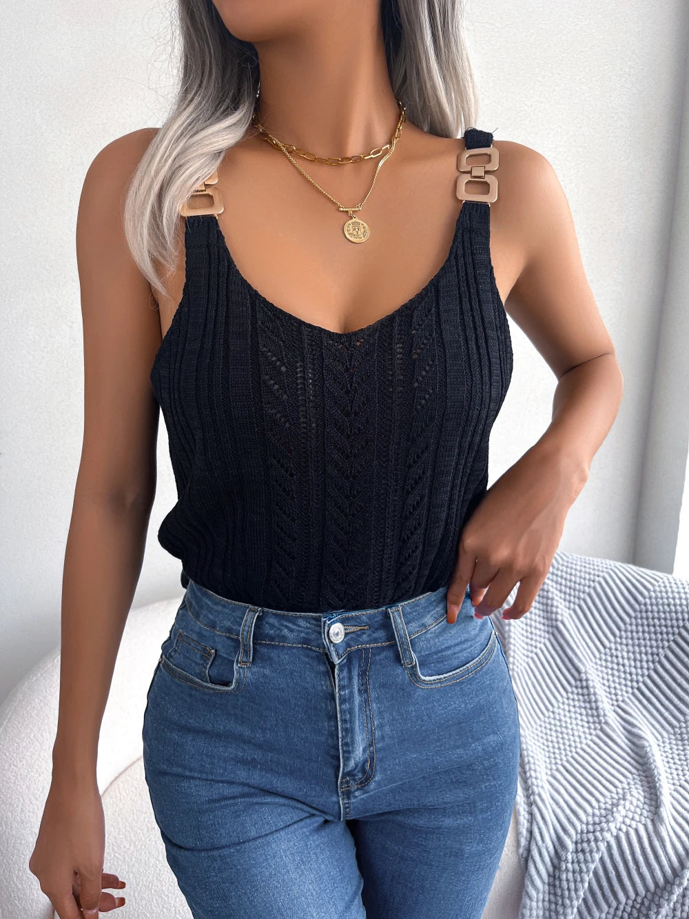 Solenne | Ribbed Knit Tank Top