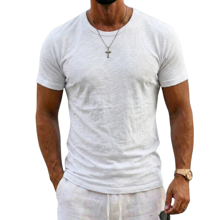 Reef | Slim Fit Crew Neck Slub Cotton Plain Mens T Shirt