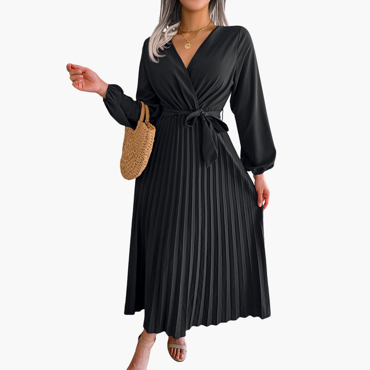 Liora | Pleated Wrap Wedding Guest Dress