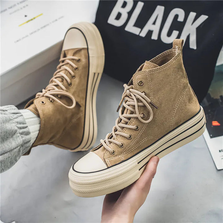 Hendrix | Vintage Wash High Top Suede Platform Sneakers Mens Shoes