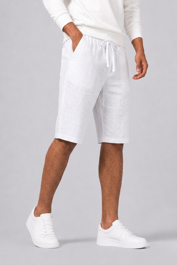 Mondello | Men's Clean Fit Drawstring Linen Shorts