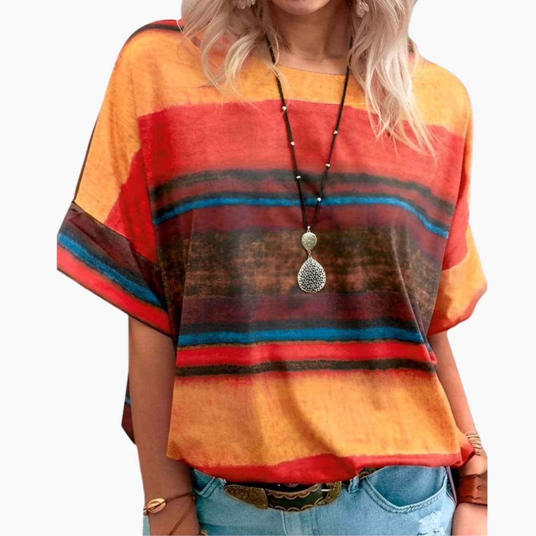 Storm | Watercolour Striped Shirt – Women's Graphic Print Oversized Top