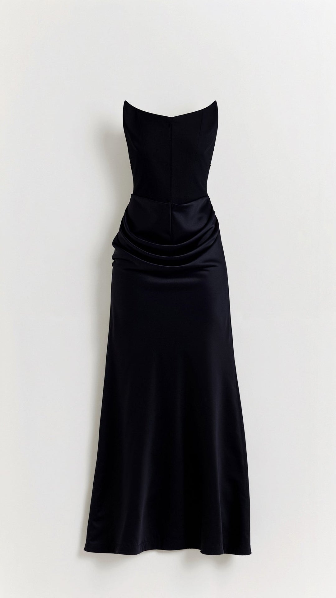 Adrienne | Strapless Corset Ruched Satin Maxi Formal Dress