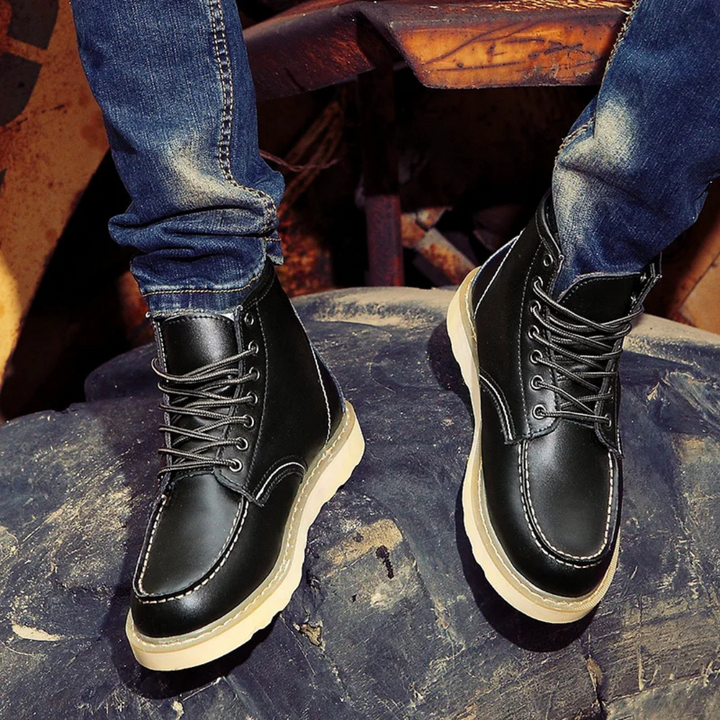 Daxton | Lace-Up Moc Toe Contrast Sole Ankle Boots