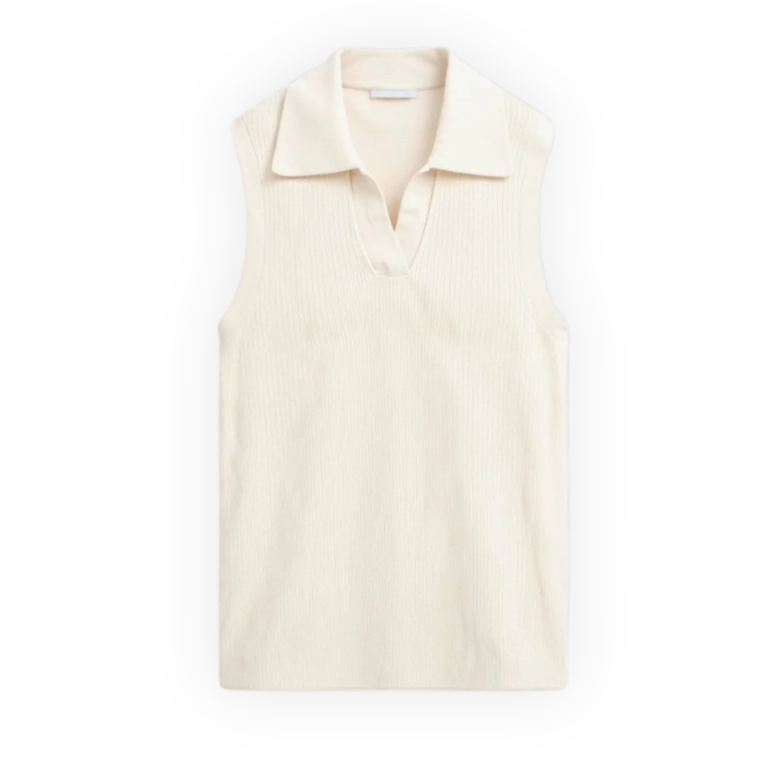 Mariselle | Ribbed Collared Sleeveless Tank Top