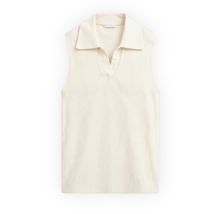 Mariselle | Ribbed Collared Sleeveless Tank Top
