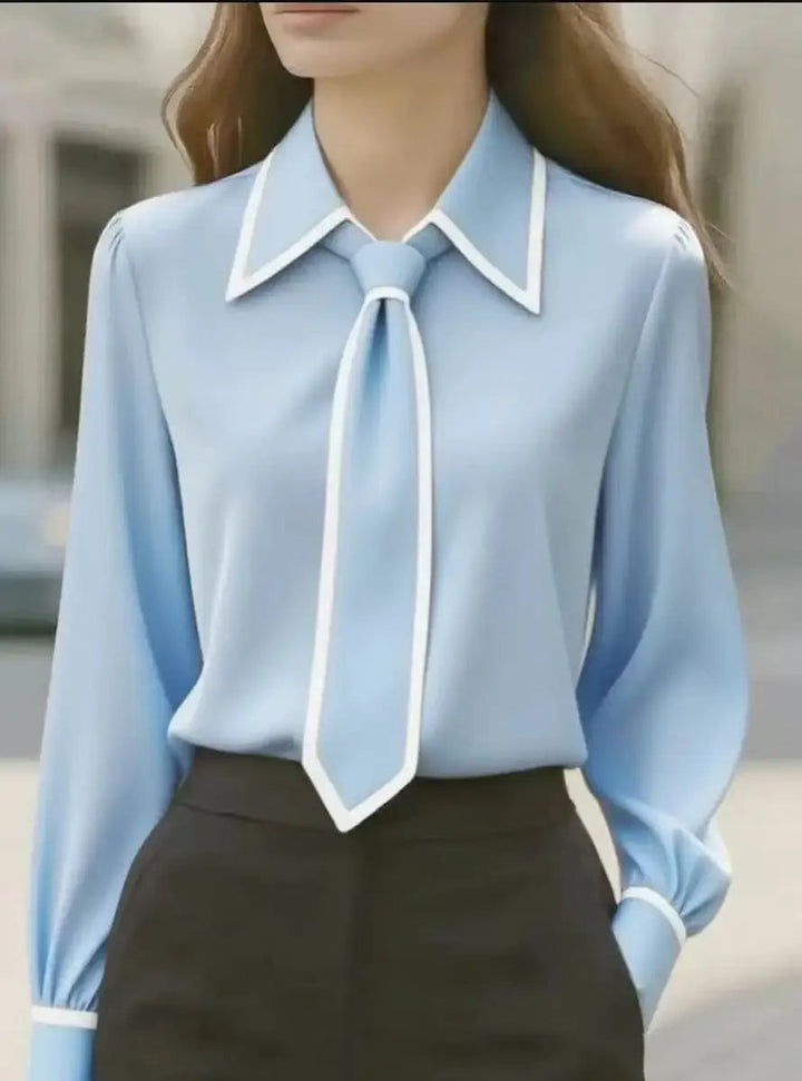 Monroe | Tie Neck Satin Blouse – Women's Elegant Work Blouse