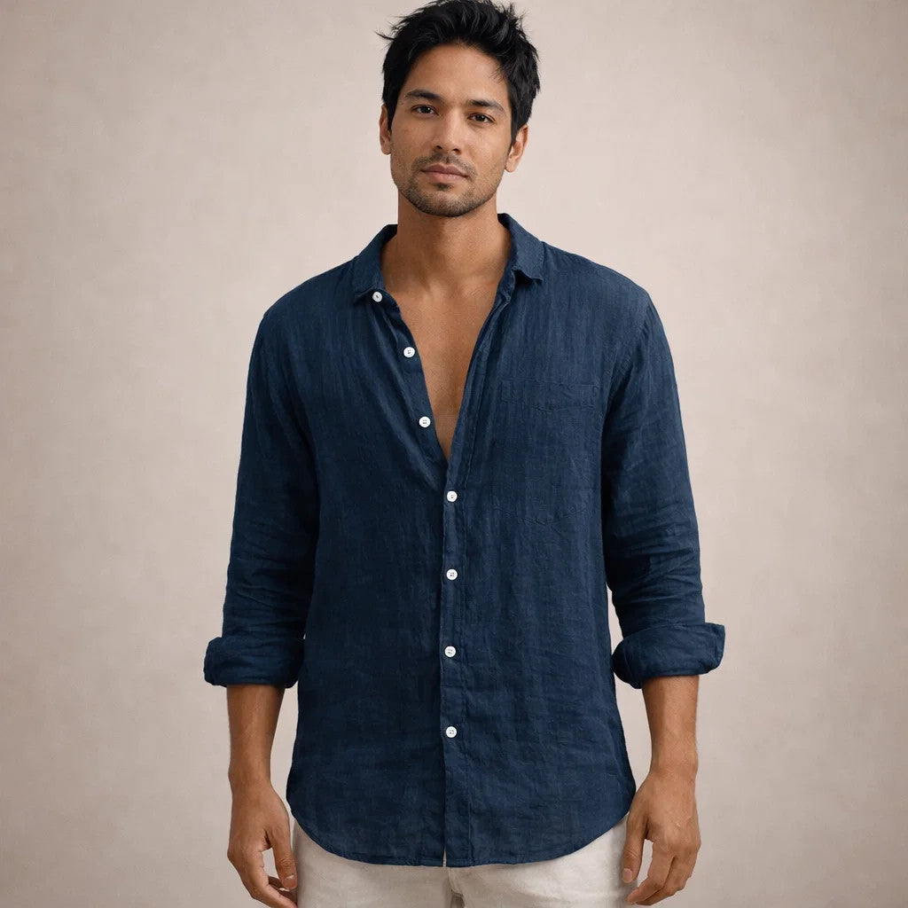 Reid | Men's Relaxed Fit Long Sleeve Linen Shirt