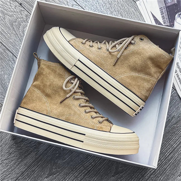 Hendrix | Vintage Wash High Top Suede Platform Sneakers Mens Shoes