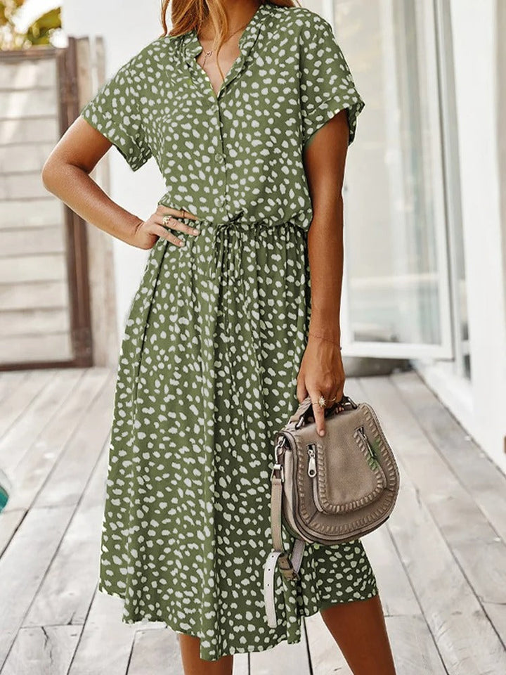 Spots | Dalmatian Print Tie Waist Button Midi Dress