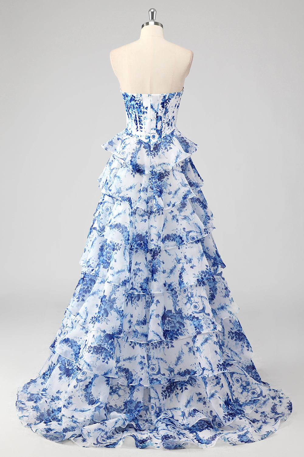 Flora | Floral Tiered Ruffle Corset Maxi – Wedding Guest Dresses