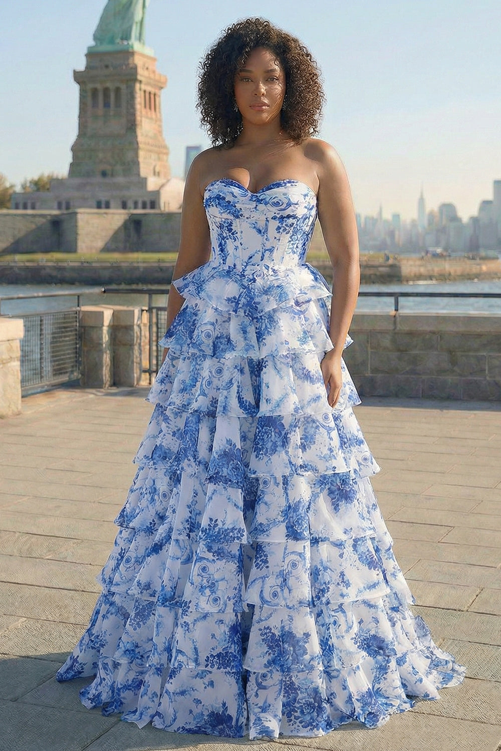 Flora | Floral Tiered Ruffle Corset Maxi – Wedding Guest Dresses