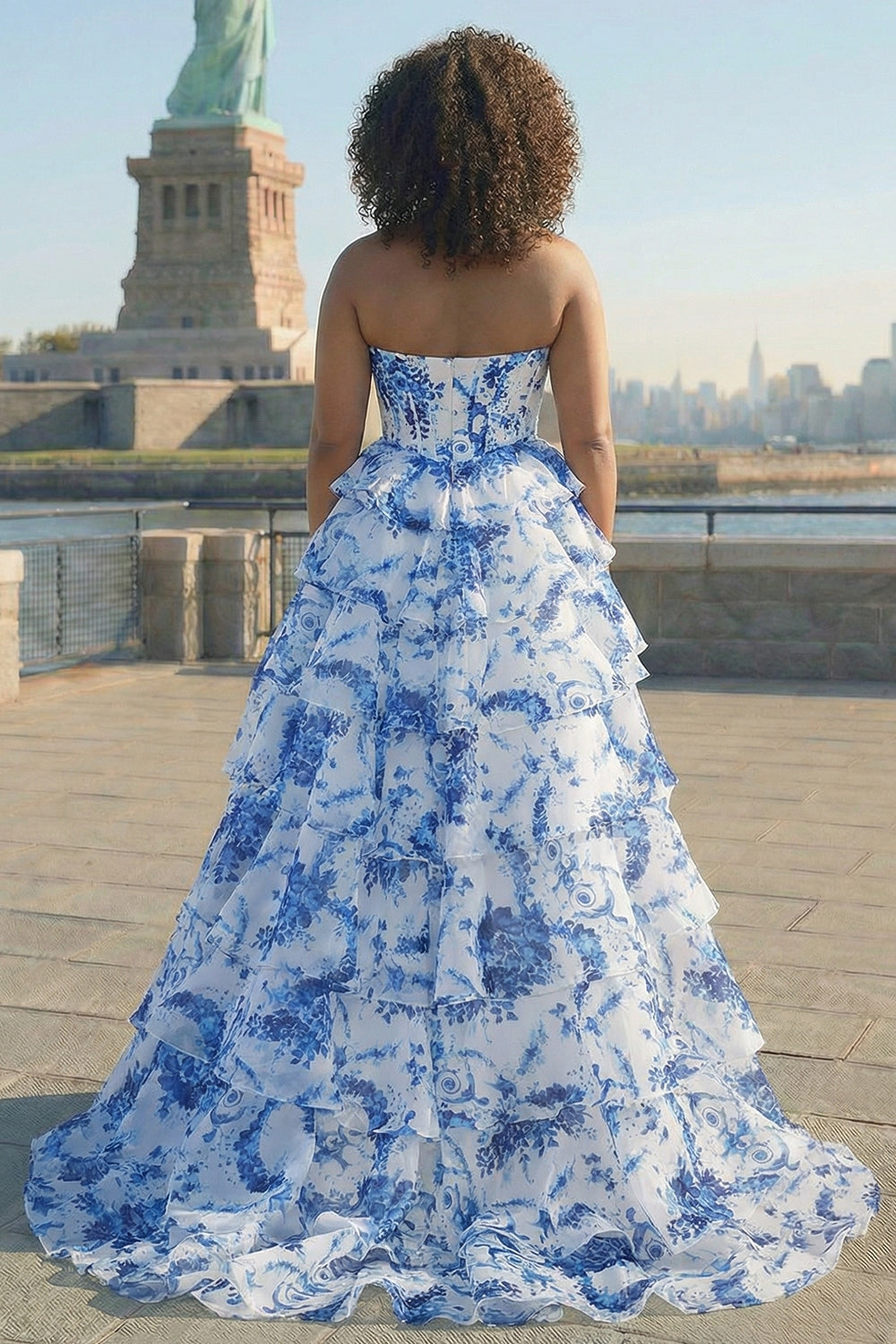 Flora | Floral Tiered Ruffle Corset Maxi – Wedding Guest Dresses