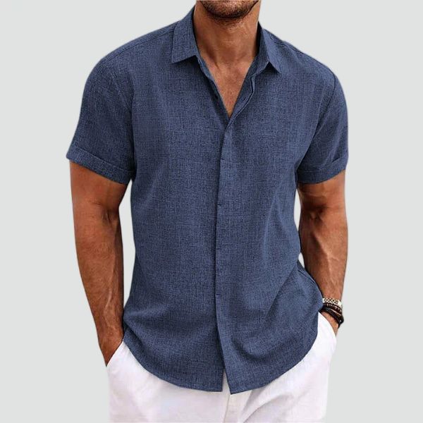 Marco | Men's Short Sleeve Linen Camp Collar Shirt