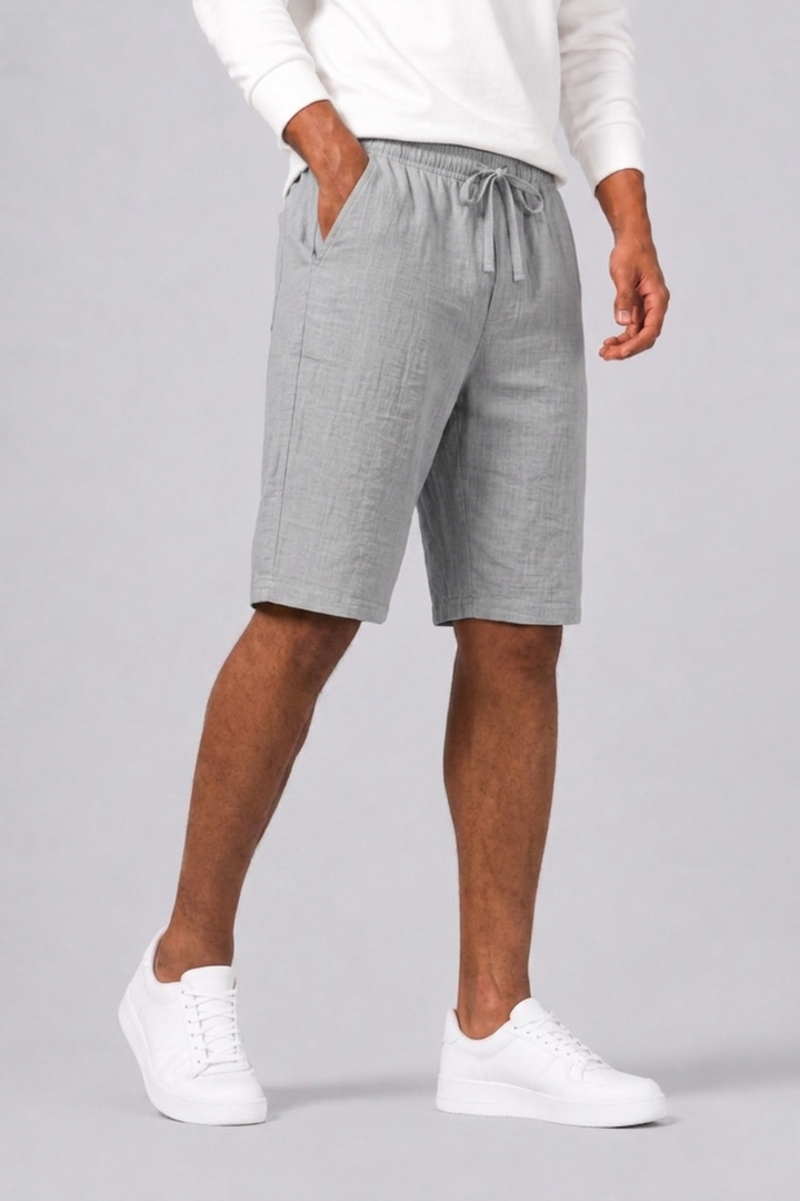 Mondello | Men's Clean Fit Drawstring Linen Shorts