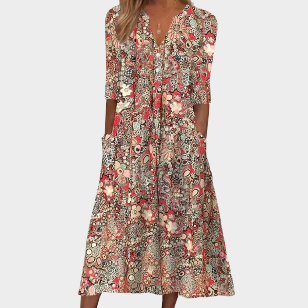 Kaleidoscope | Mixed Floral Print Pocket Midi Summer Dress
