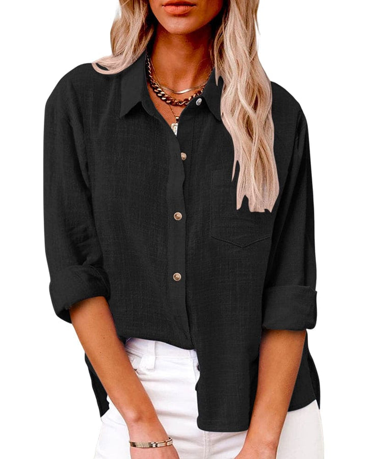 Brielle | Chest-Pocket Cotton Longline Tunic Blouse