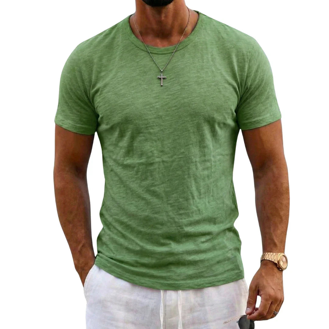 Reef | Slim Fit Crew Neck Slub Cotton Plain Mens T Shirt