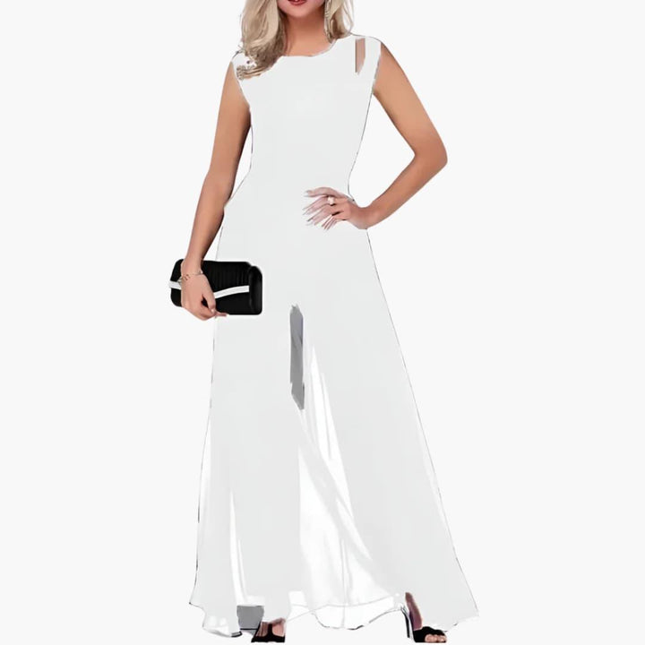 Noelle | Elegant Sheer Overlay Wedding Guest Dress