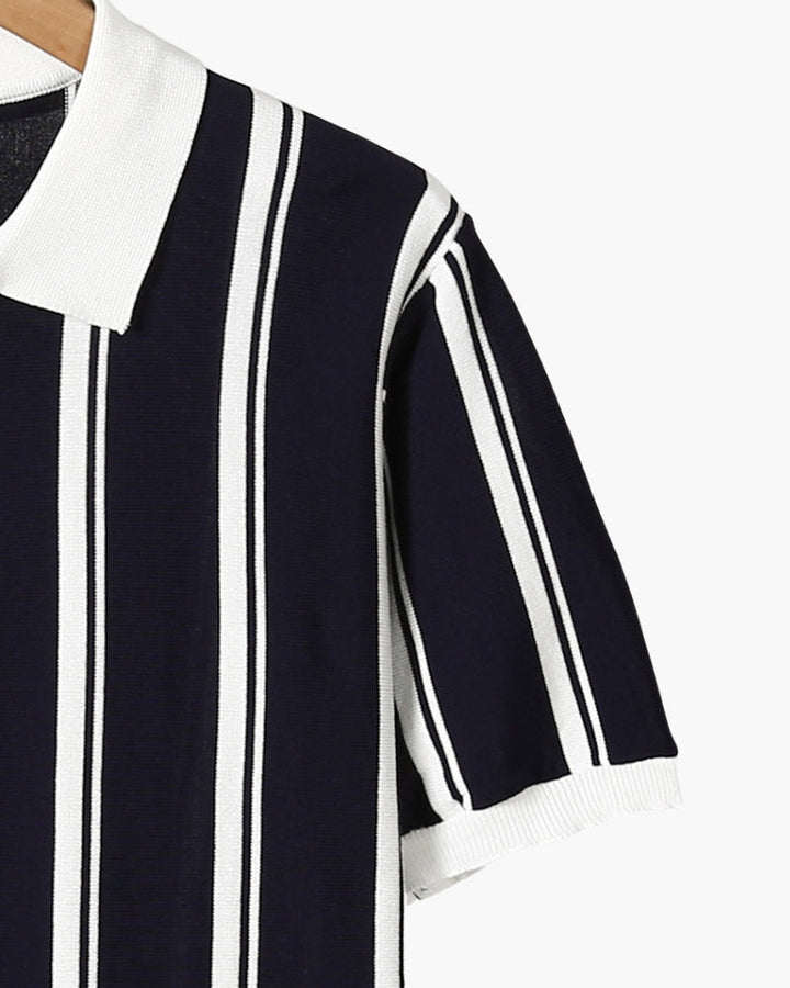 Rocco | Striped Zip Polo Shirt – Men's Knit Short Sleeve Top