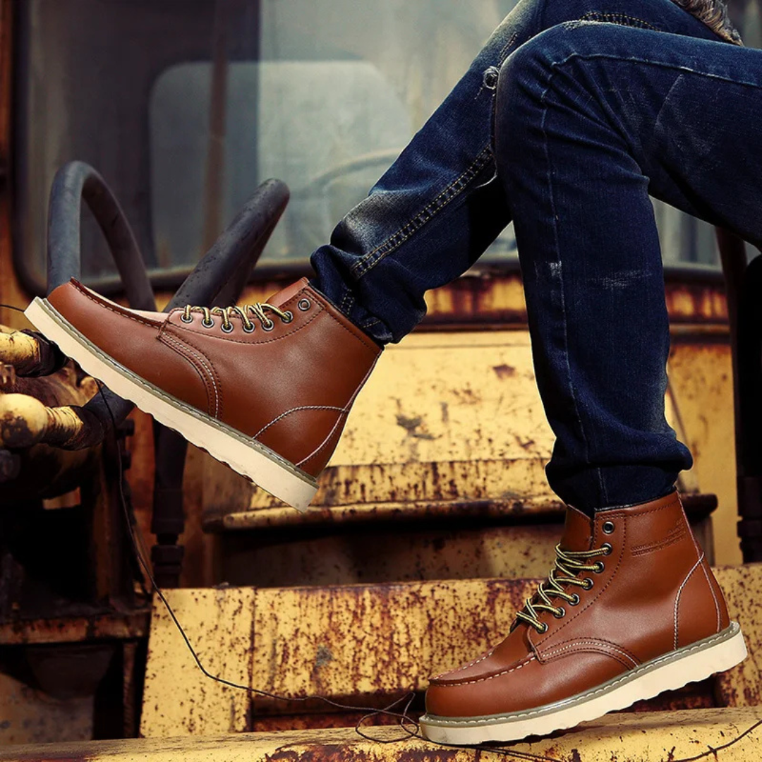 Daxton | Lace-Up Moc Toe Contrast Sole Ankle Boots