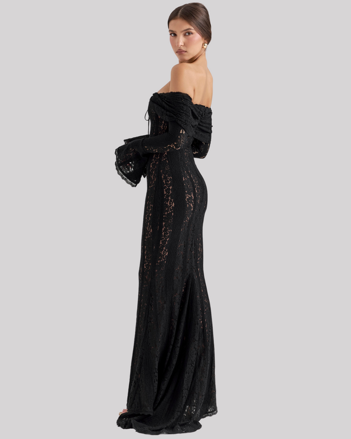 Seraphina | Lace Off The Shoulder Dress Flared Sleeve Maxi