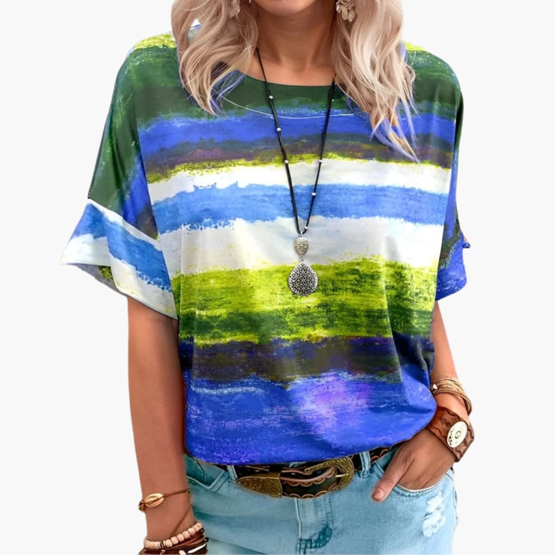 Storm | Watercolour Striped Shirt – Women's Graphic Print Oversized Top