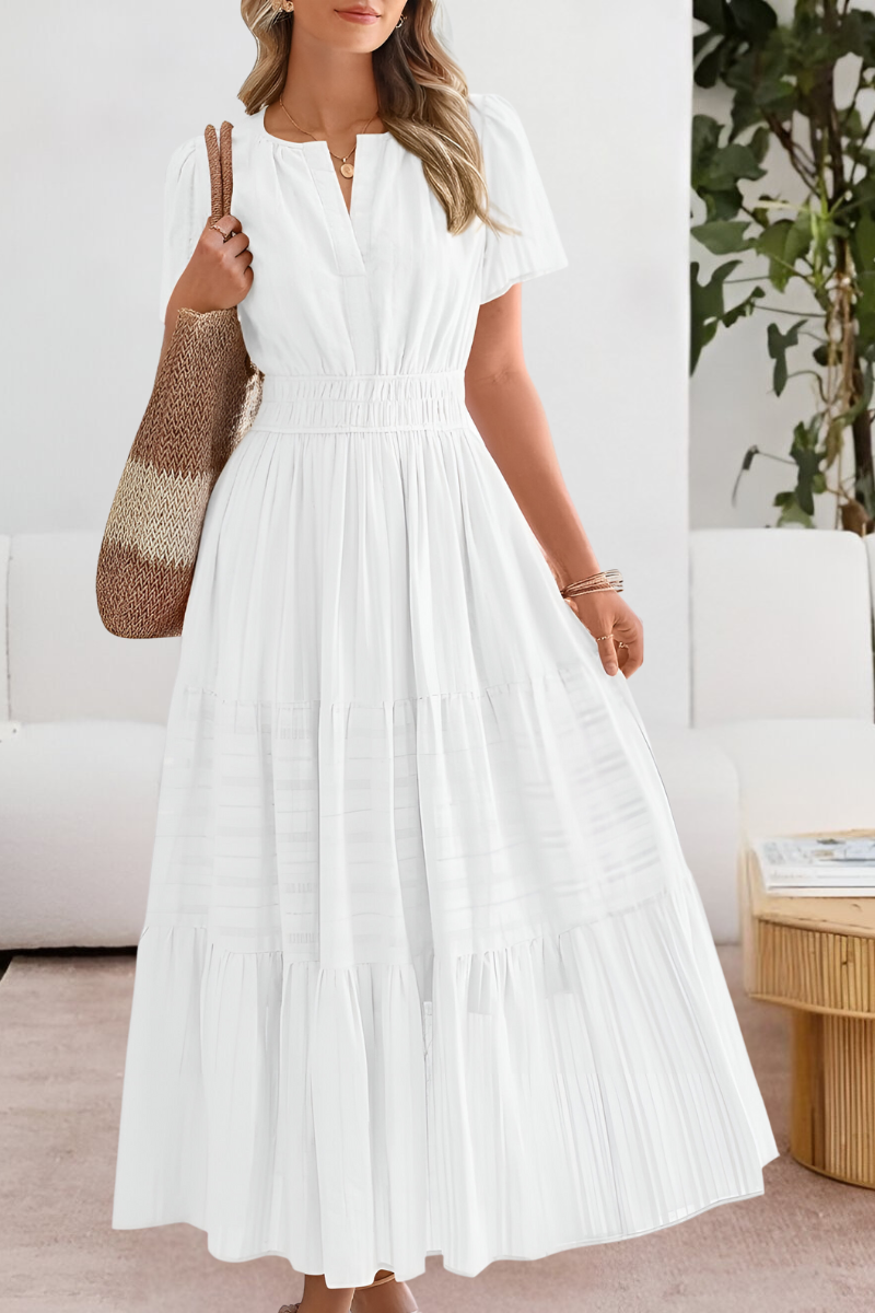 Elowen | Flutter Sleeve Smocked Waist Tiered Boho Dress