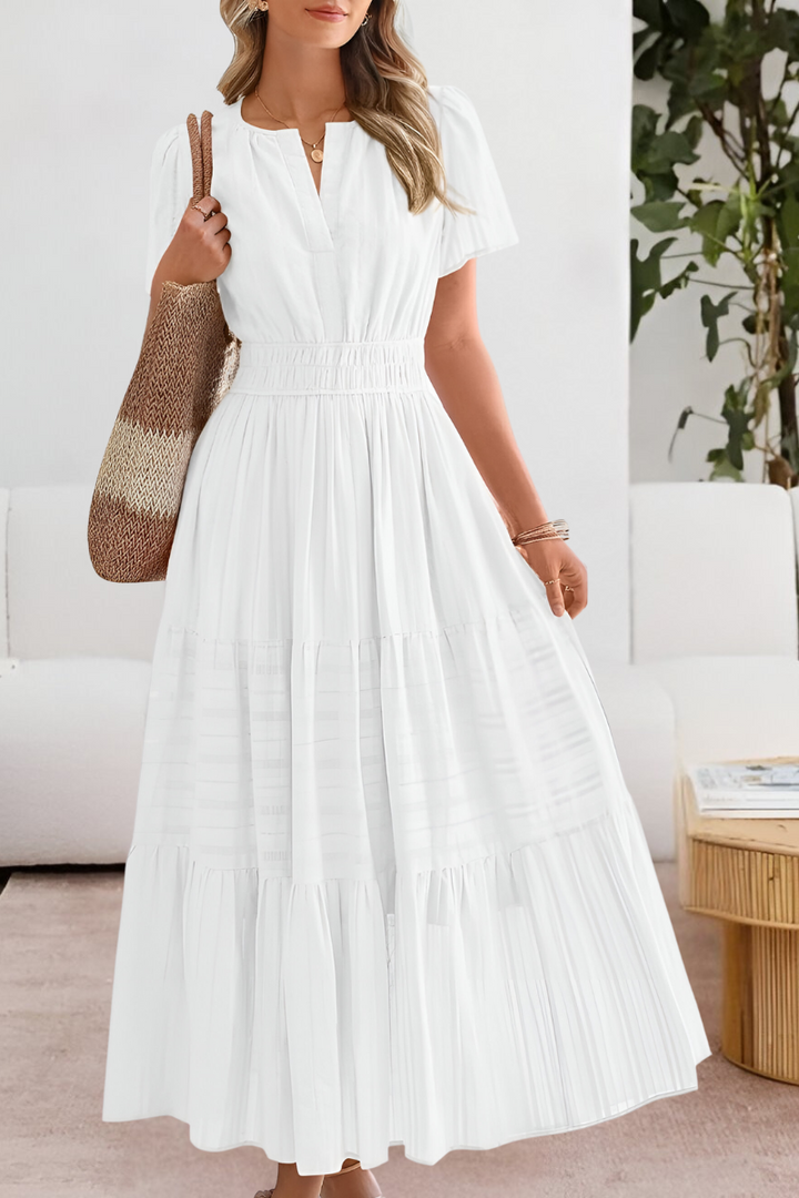 Elowen | Flutter Sleeve Smocked Waist Tiered Boho Dress