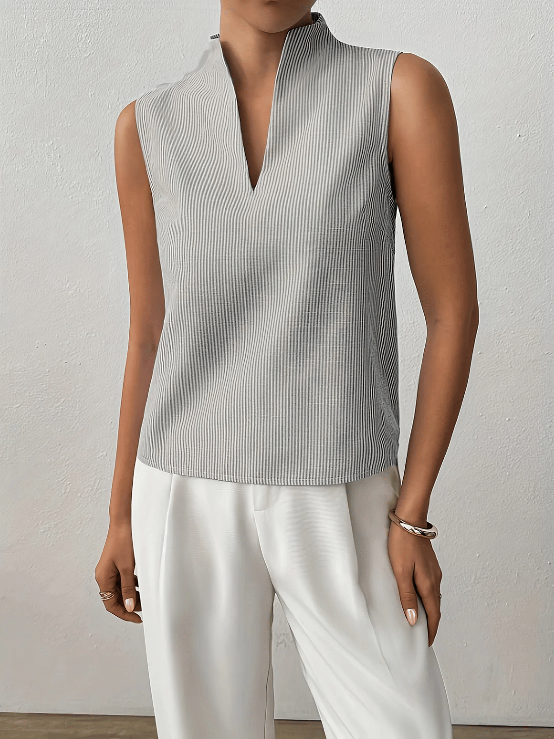 Sloane | Striped Sleeveless Blouse – Women's Smart Casual Work Top