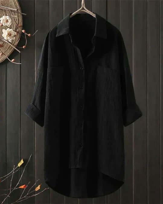 Olivia | Dual-Pocket High-Low Linen Tunic Blouse