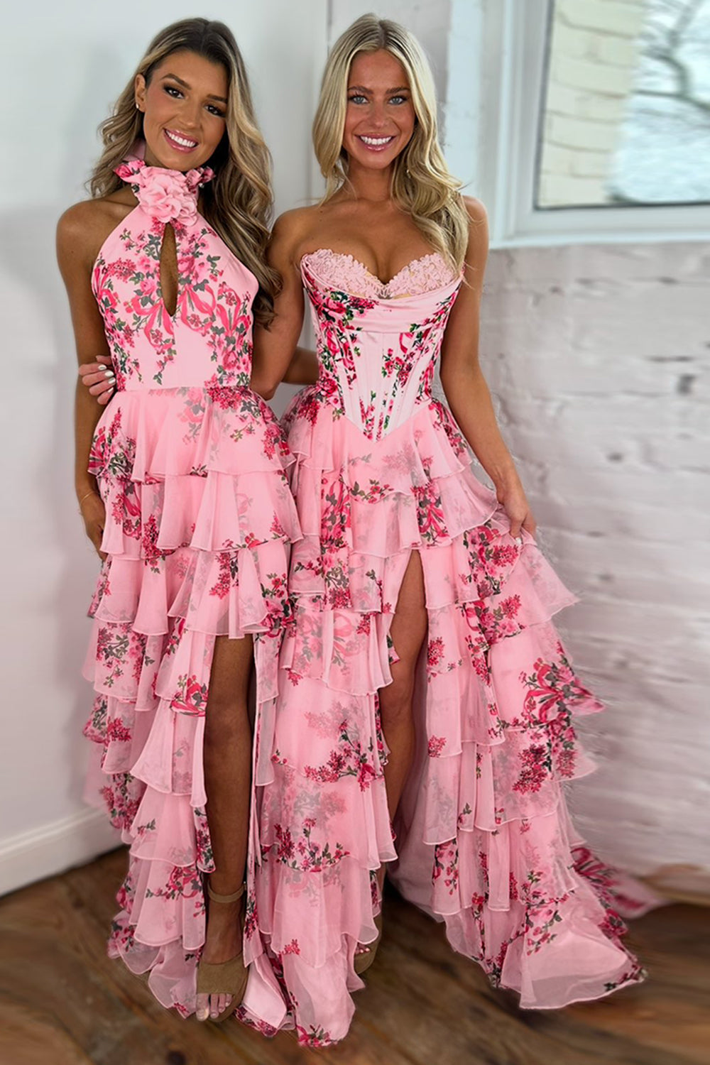 Flora | Floral Tiered Ruffle Corset Maxi – Wedding Guest Dresses