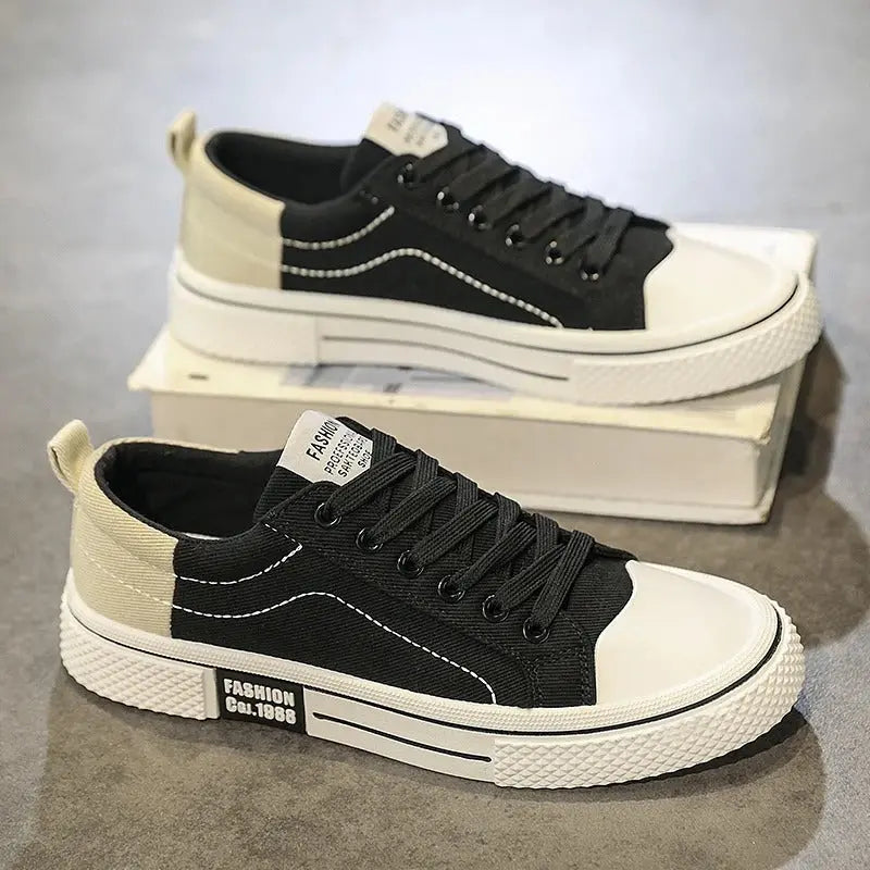 Giorgio | Two-Tone Canvas Cap Toe Lace-Up Casual Sneakers Mens Shoes